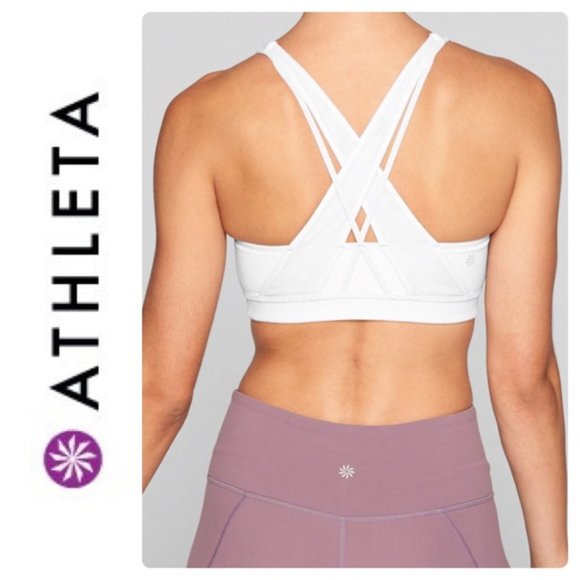 NWT ! ATHLETA White Transcendence Sports Bra - Picture 2 of 7